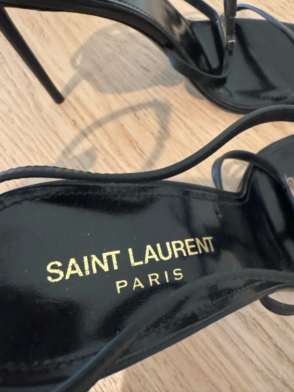 Saint Laurent Black Logo T-Strap Stiletto Sandals - Picture 10 of 16